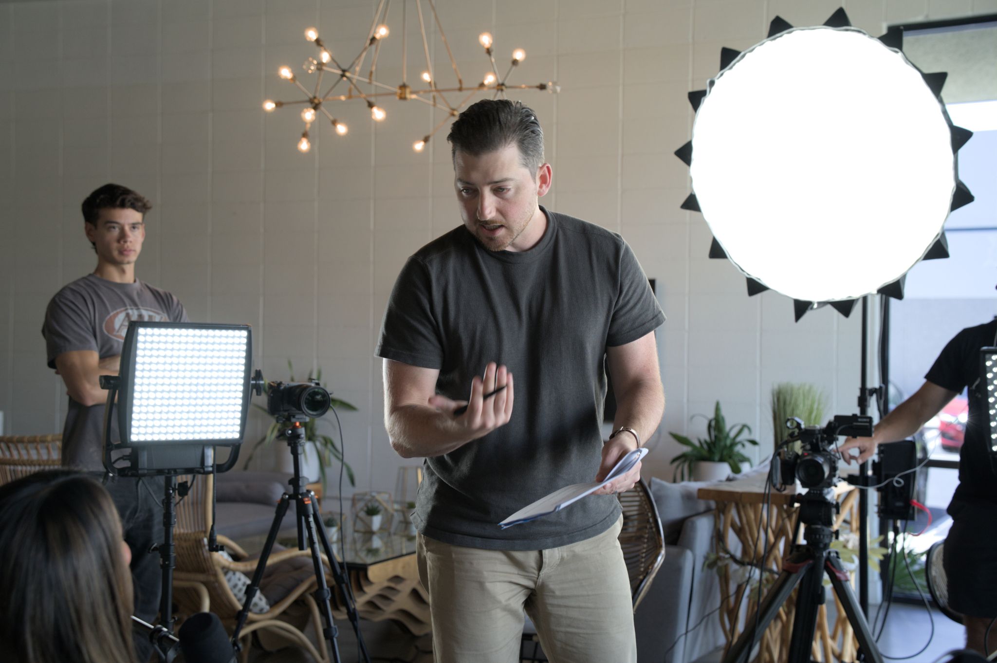 A Cave Social director on set during a production shoot